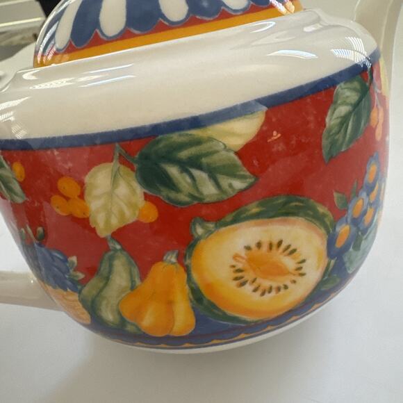 Vintage Vista Alegre Portugal Fruit Porcelain Teapot Fall Harvest Pumpkins - Picture 10 of 12